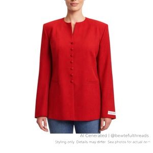 BELLESSA Red Pure Virgin Wool Blazer 12 Made in Canada Structured